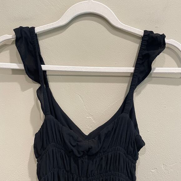 Reformation Ruched Waist Flutter Strap Tank Black - Size: Small - Picture 4 of 11